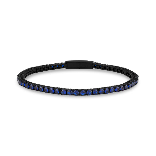 Pulseira de ténis com pedra azul | 3mm - Pulseiras de aço para homem - The Steel Shop