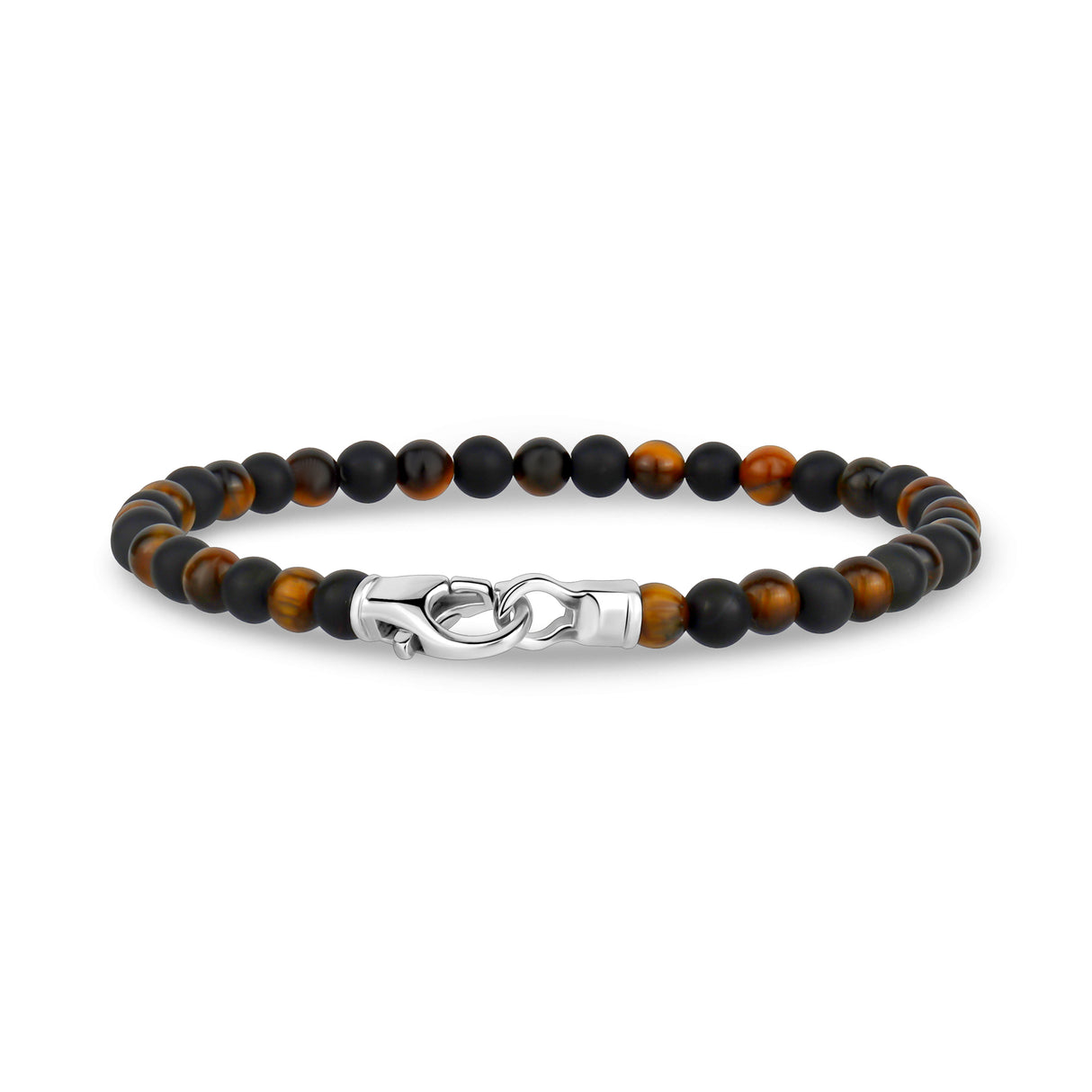 4mm Steel Clasp Black Brown Bead Bracelet - Mens Steel Bead Bracelets - The Steel Shop