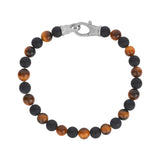 6mm Steel Clasp Black Brown Bead Bracelet - Mens Steel Bead Bracelets - The Steel Shop