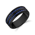 Double Row Black Stone Matte Band - Men Ring - The Steel Shop