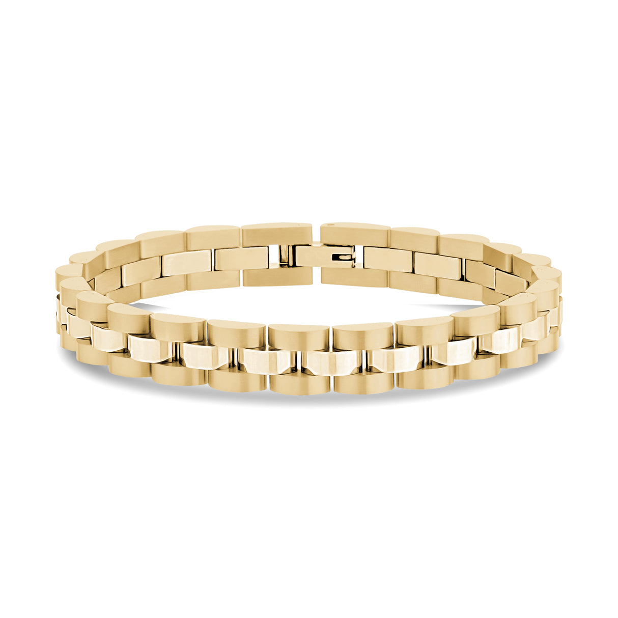 bracelete de ligação em aço inoxidável dourado de 8mm