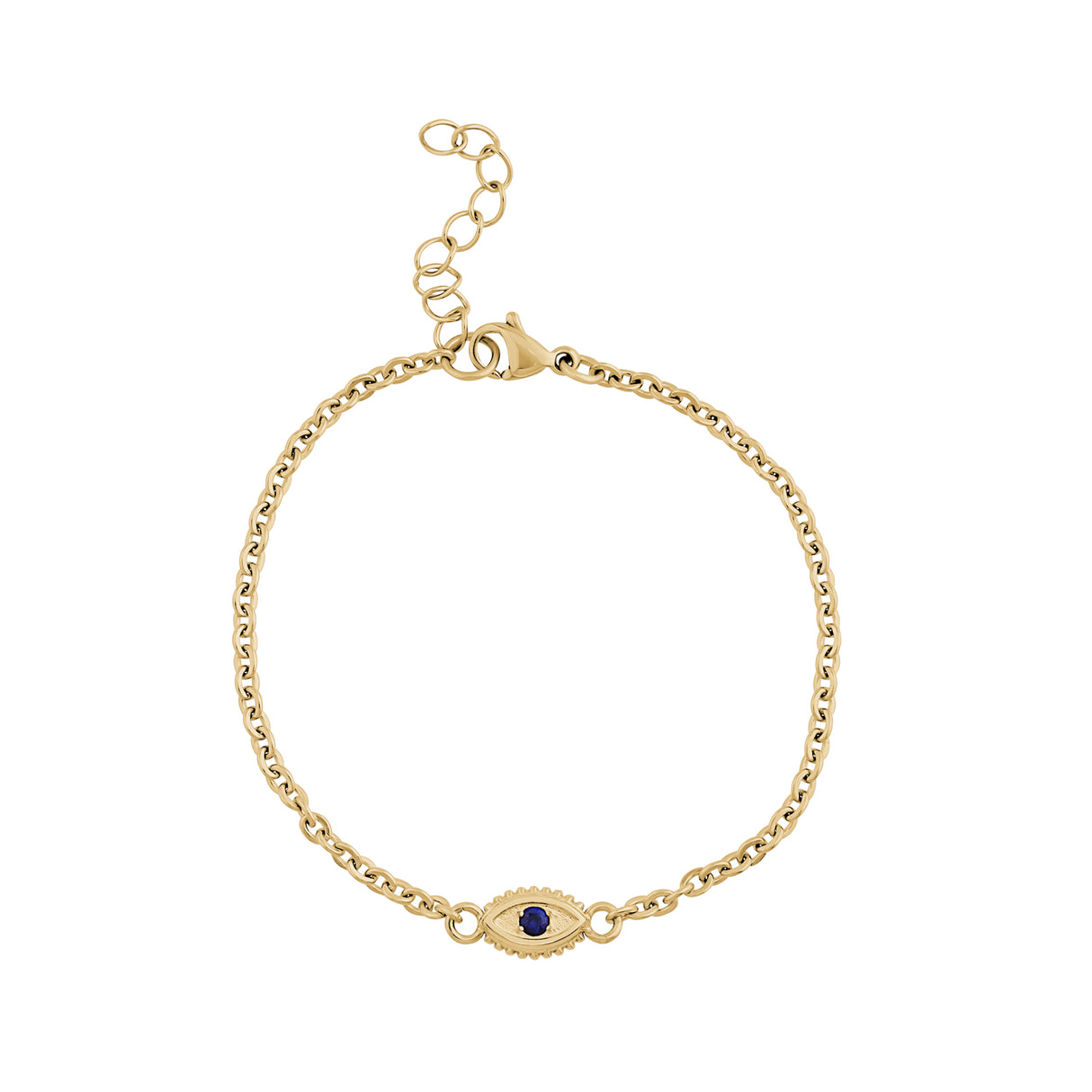 Minimal Womens Gold Evil Eye Bracelet com Pedra C.Z Azul