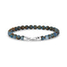 Pulseiras de contas de aço masculino - bracelete de contas de aço fosco de 6mm azul-marrom