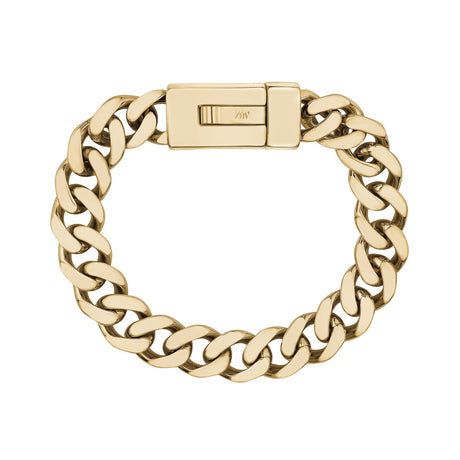 Pulseiras de aço masculino - Bracelete Gravável de Aço Inoxidável de 12mm de Ouro Cubano