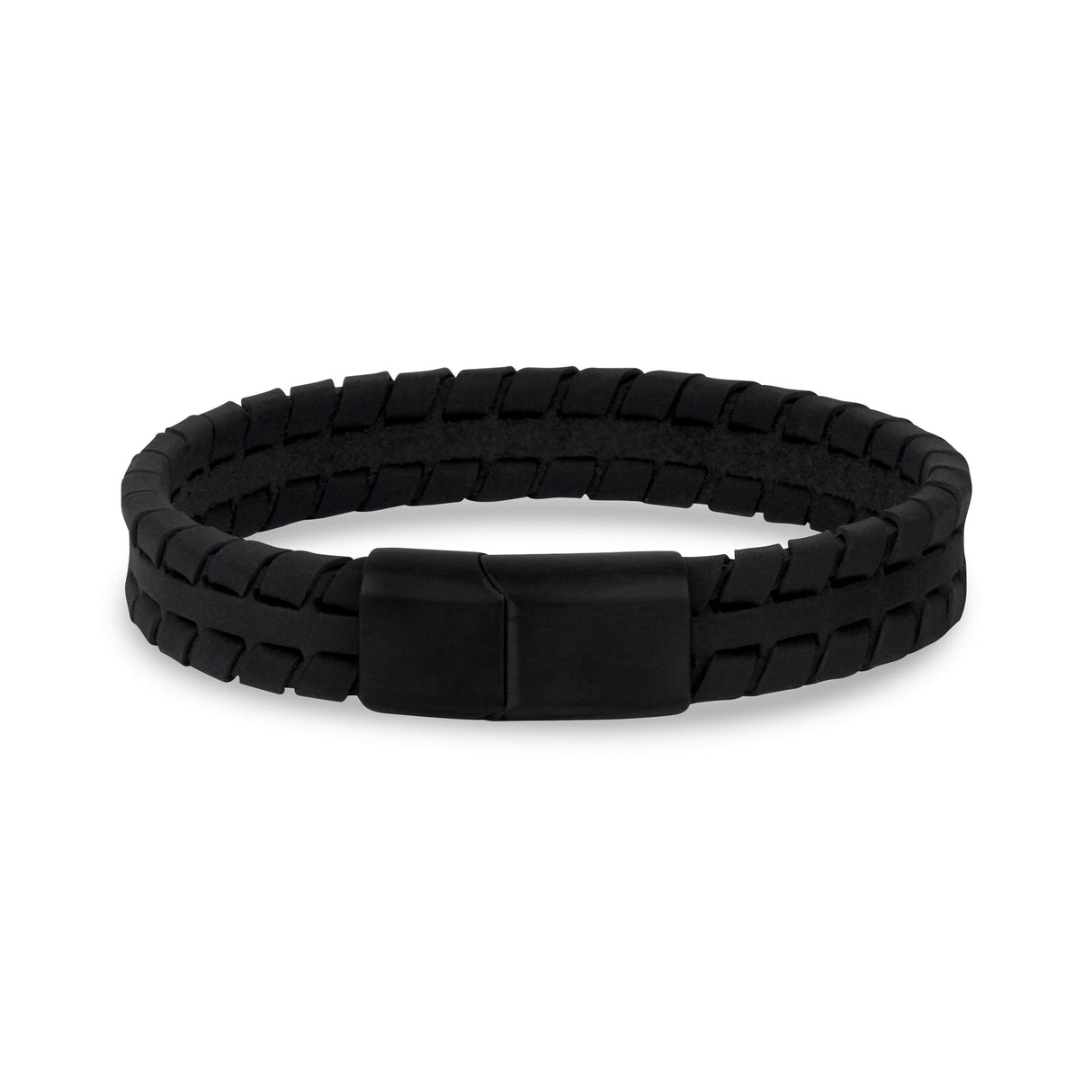 Pulseiras de Couro de Aço para Homens - Pulseira de Couro de Pneus de 12mm Gravação de Pneus Matte