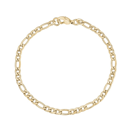 Pulseira Mulher - Bracelete 3.5mm Gold Steel Figaro Link Dainty Bracelet